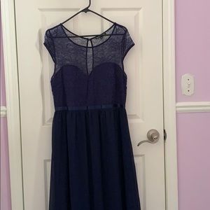 Women’s navy blue floor length dress